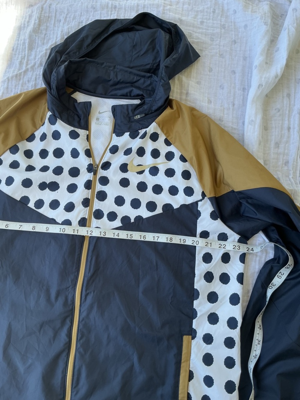 Nike Black, White & Gold Polka Dot Hooded Windbreaker